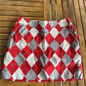 Loudmouth Argyle Golf Skort Sz 2 Skirt Shorts Burgundy Gold White Womens Preppy